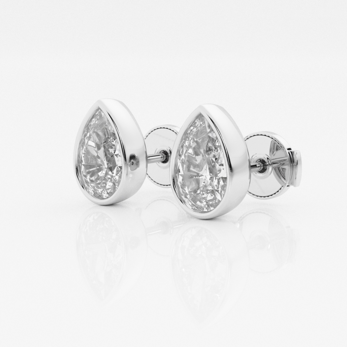 Additional Image 1 for  2 ctw Pear Lab Grown Diamond Bezel Set Solitaire Certified Stud Earrings