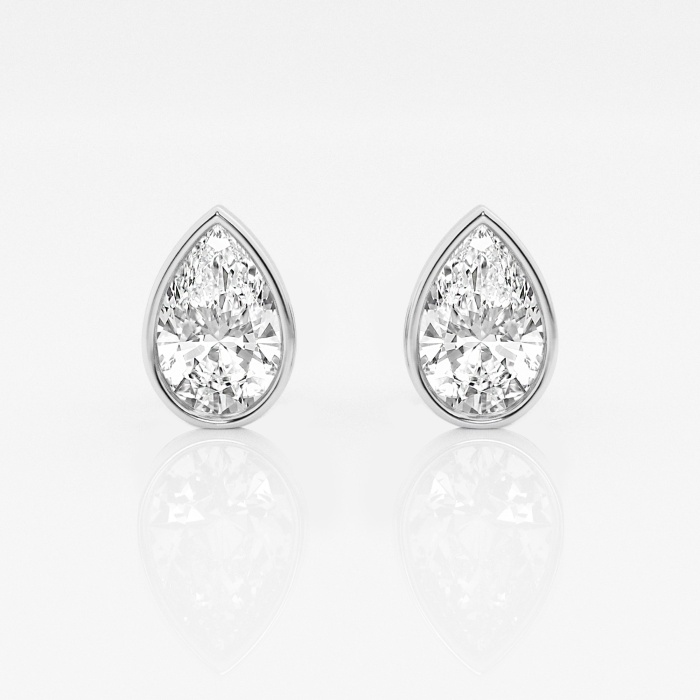 2 ctw Pear Lab Grown Diamond Bezel Set Solitaire Certified Stud Earrings