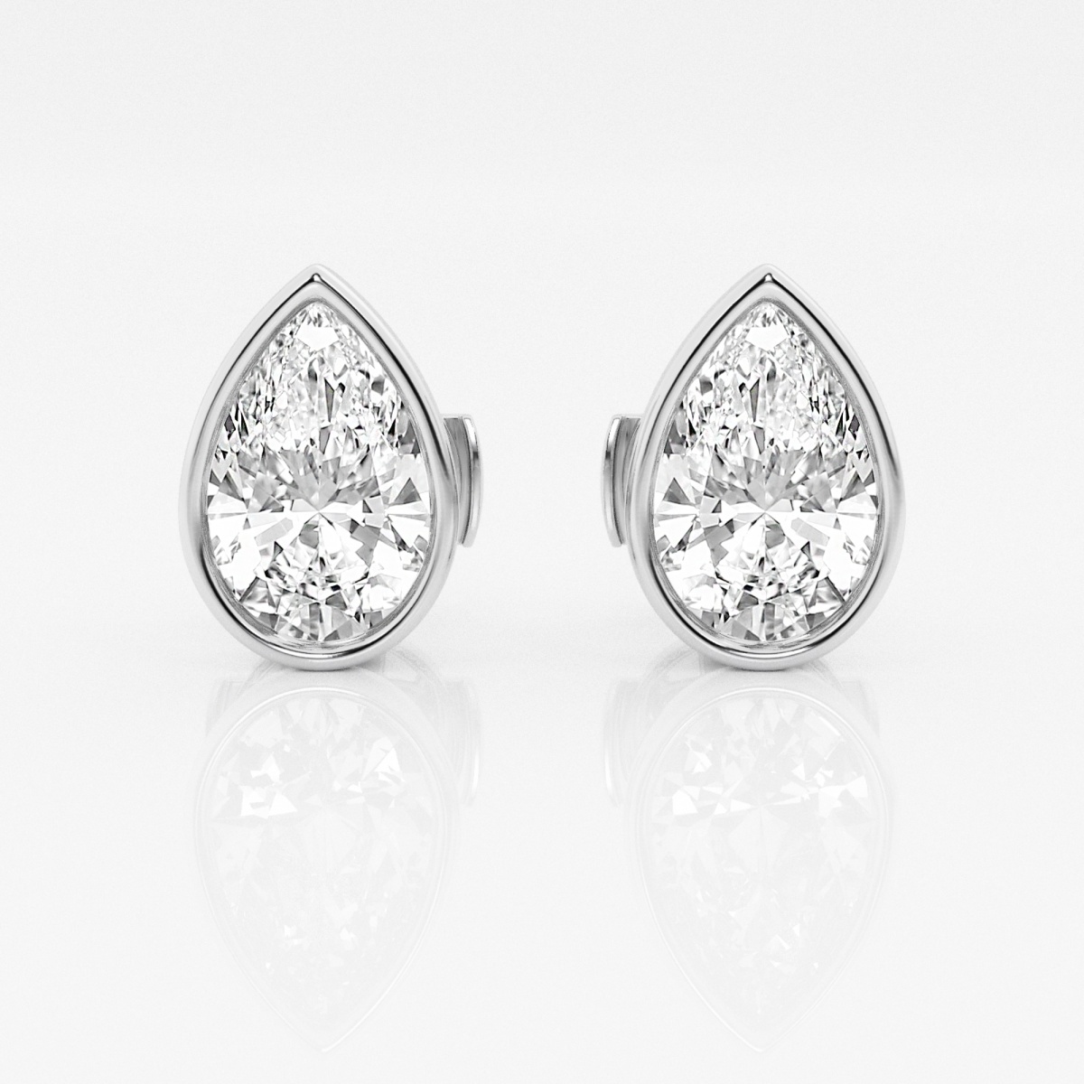 Additional Image 2 for  3 ctw Pear Lab Grown Diamond Bezel Set Solitaire Certified Stud Earrings