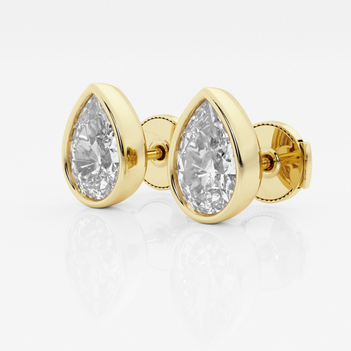 Additional Image 1 for  3 ctw Pear Lab Grown Diamond Bezel Set Solitaire Certified Stud Earrings