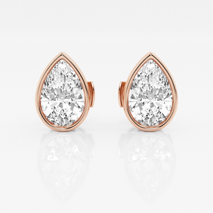 Additional Image 2 for  3 ctw Pear Lab Grown Diamond Bezel Set Solitaire Certified Stud Earrings