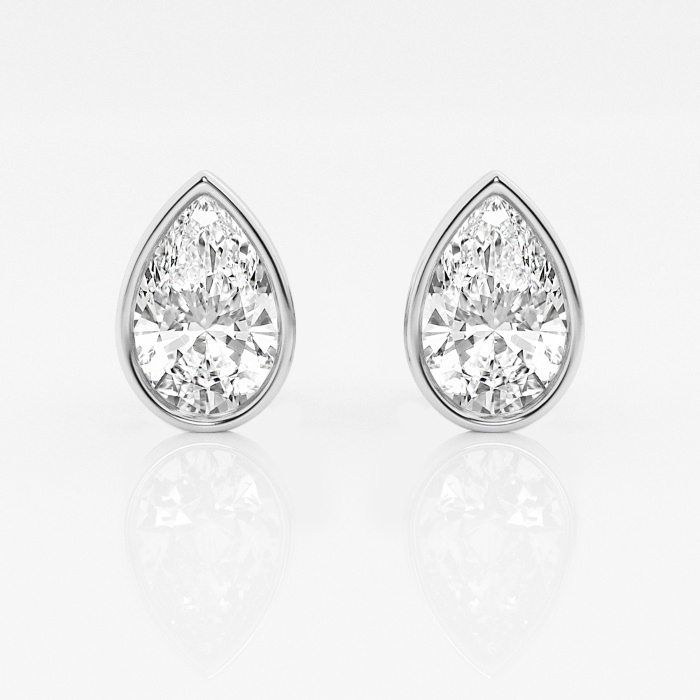 3 ctw Pear Lab Grown Diamond Bezel Set Solitaire Certified Stud Earrings