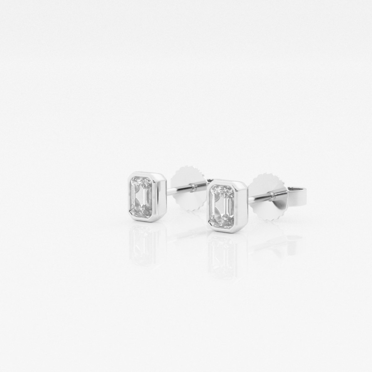 Additional Image 1 for  1/2 ctw Emerald Lab Grown Diamond Bezel Set Solitaire Stud Earrings