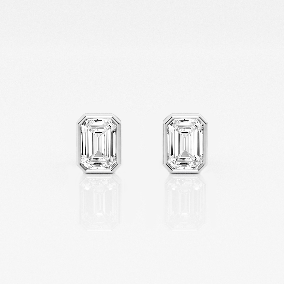 1 ctw Emerald Lab Grown Diamond Bezel Set Solitaire Stud Earrings