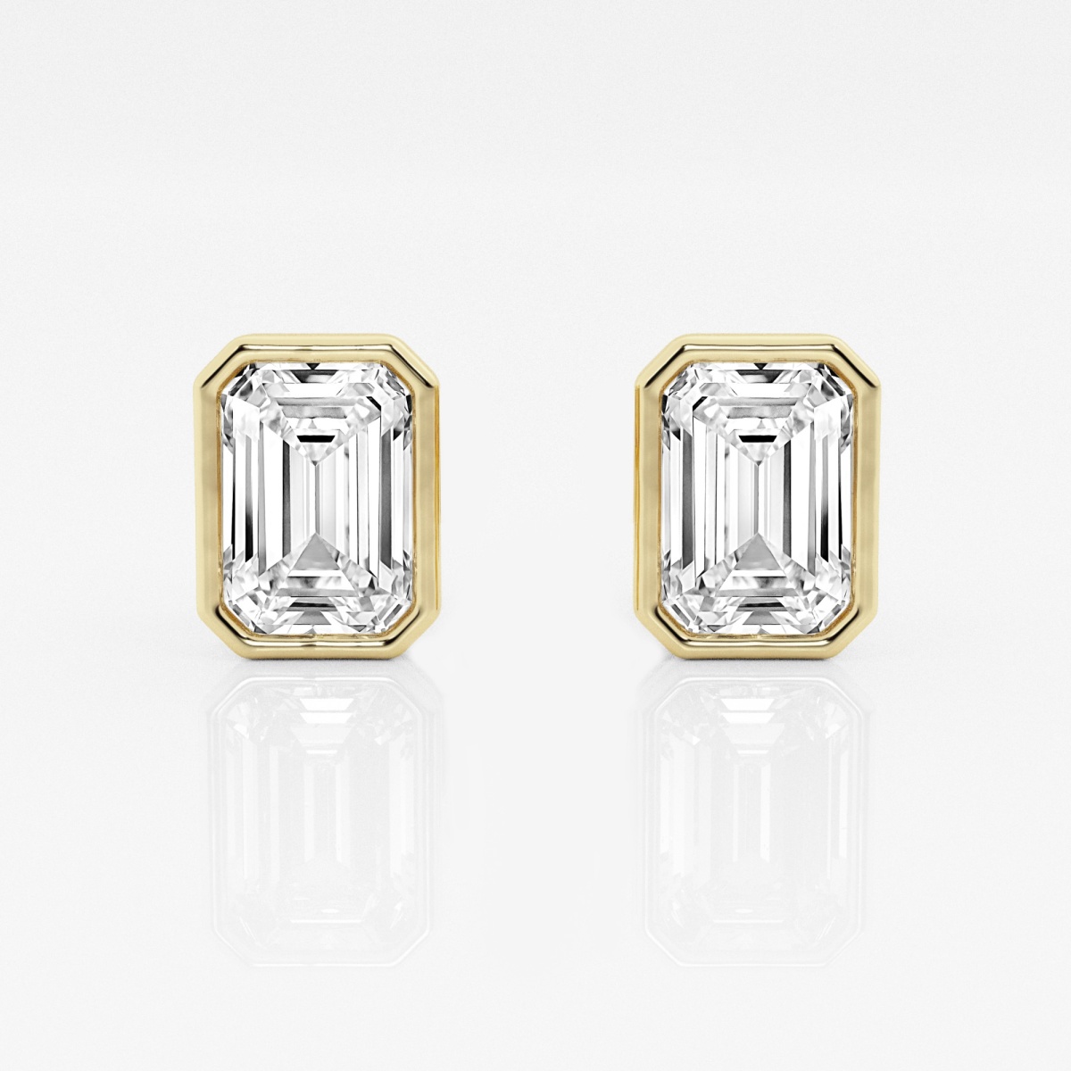 product video for 3 ctw Emerald Lab Grown Diamond Bezel Set Solitaire Certified Stud Earrings