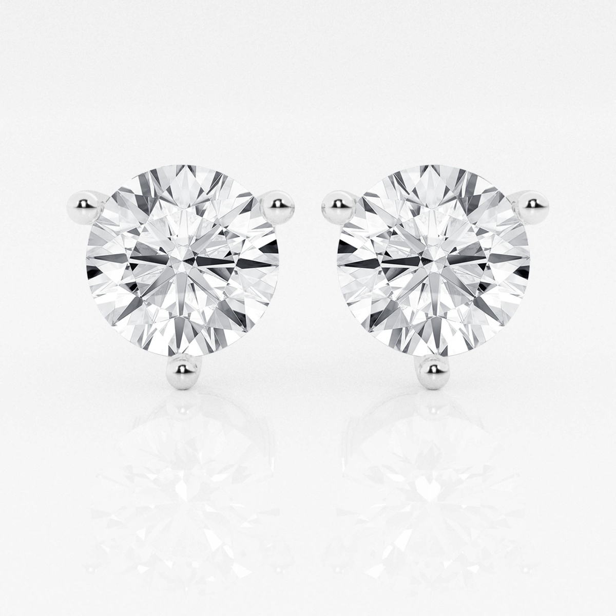 Additional Image 2 for  6 ctw Round Near-Colorless Lab Grown Diamond Three Prong Martini Stud Earrings