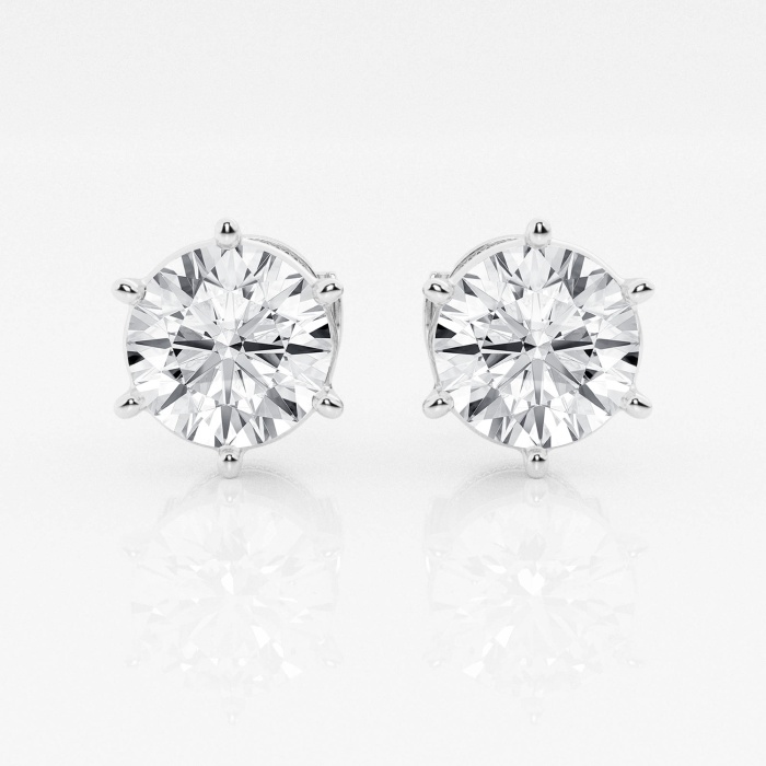 Additional Image 2 for  3 ctw Round Near-Colorless Lab Grown Diamond Six Prong Stud Earrings