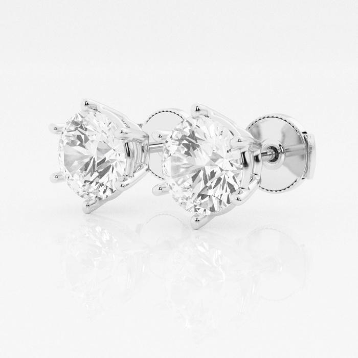 Additional Image 1 for  3 ctw Round Near-Colorless Lab Grown Diamond Six Prong Stud Earrings