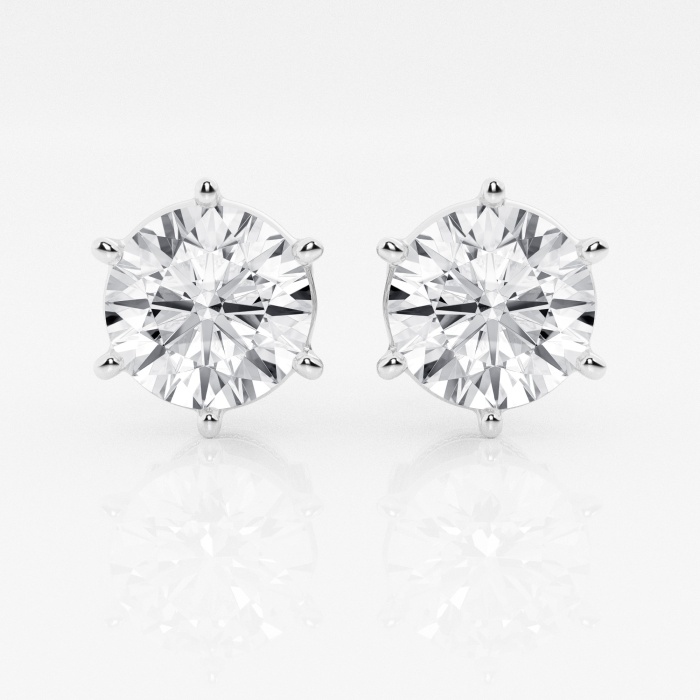 Additional Image 2 for  5 ctw Round Near-Colorless Lab Grown Diamond Six Prong Stud Earrings