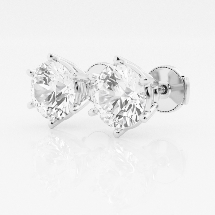 Additional Image 1 for  5 ctw Round Near-Colorless Lab Grown Diamond Six Prong Stud Earrings