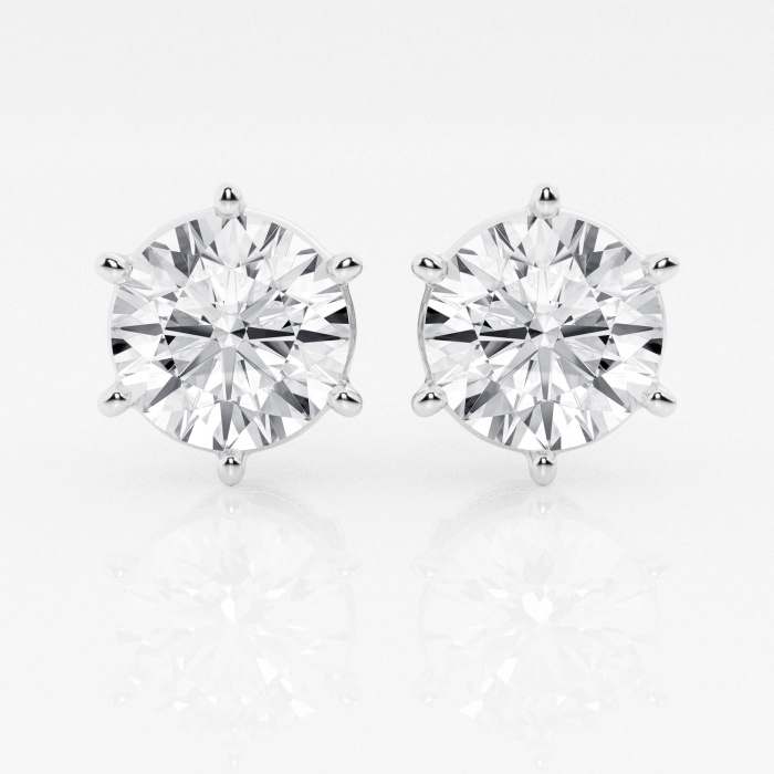 Additional Image 2 for  6 ctw Round Near-Colorless Lab Grown Diamond Six Prong Stud Earrings