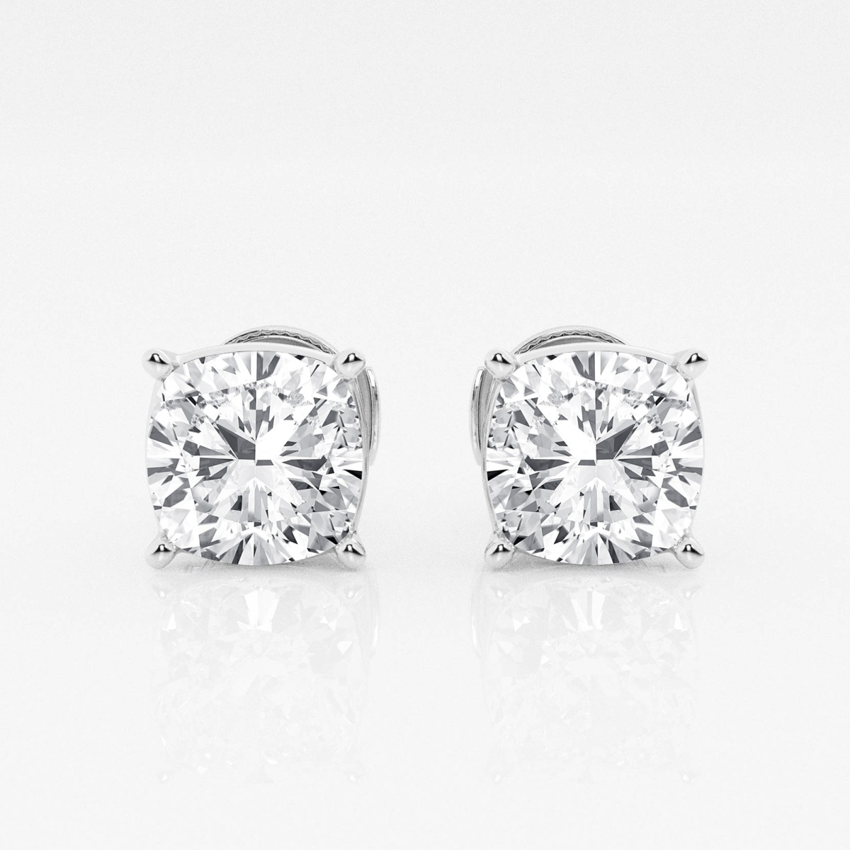Additional Image 2 for  4 ctw Cushion Lab Grown Diamond Solitaire Certified Stud Earrings