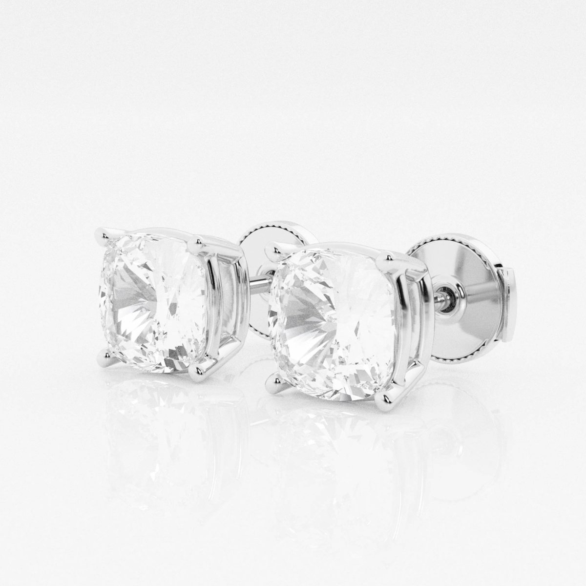 Additional Image 1 for  4 ctw Cushion Lab Grown Diamond Solitaire Certified Stud Earrings
