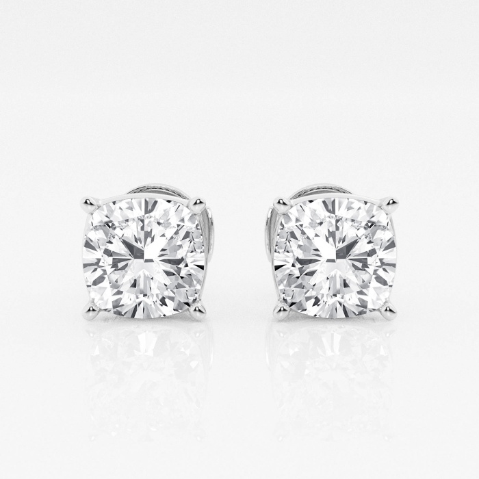 Additional Image 2 for  4 ctw Cushion Lab Grown Diamond Solitaire Certified Stud Earrings