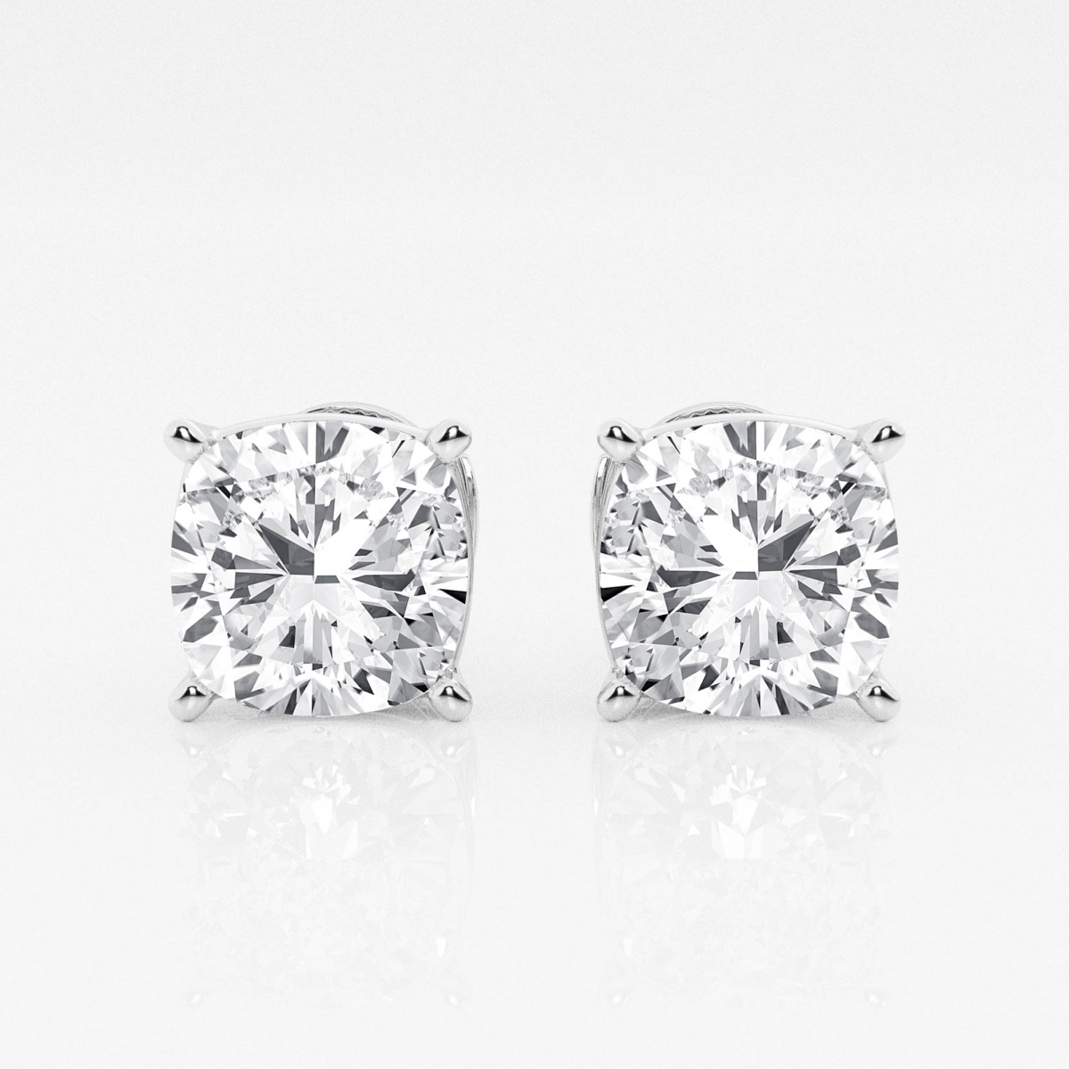 Additional Image 2 for  5 ctw Cushion Lab Grown Diamond Solitaire Certified Stud Earrings