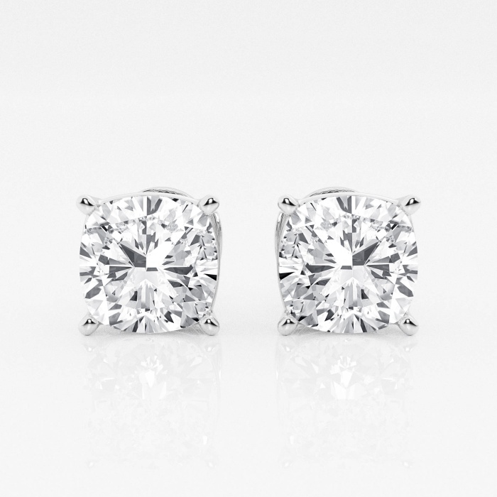 Additional Image 2 for  5 ctw Cushion Lab Grown Diamond Solitaire Certified Stud Earrings