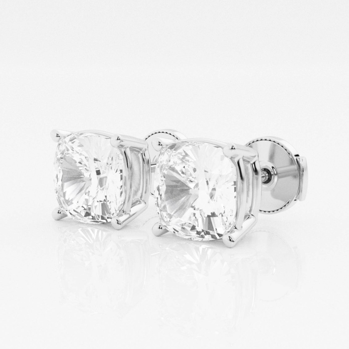 Additional Image 1 for  5 ctw Cushion Lab Grown Diamond Solitaire Certified Stud Earrings
