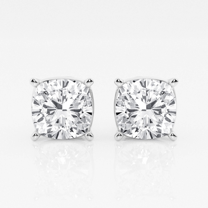 Additional Image 2 for  6 ctw Cushion Lab Grown Diamond Solitaire Certified Stud Earrings