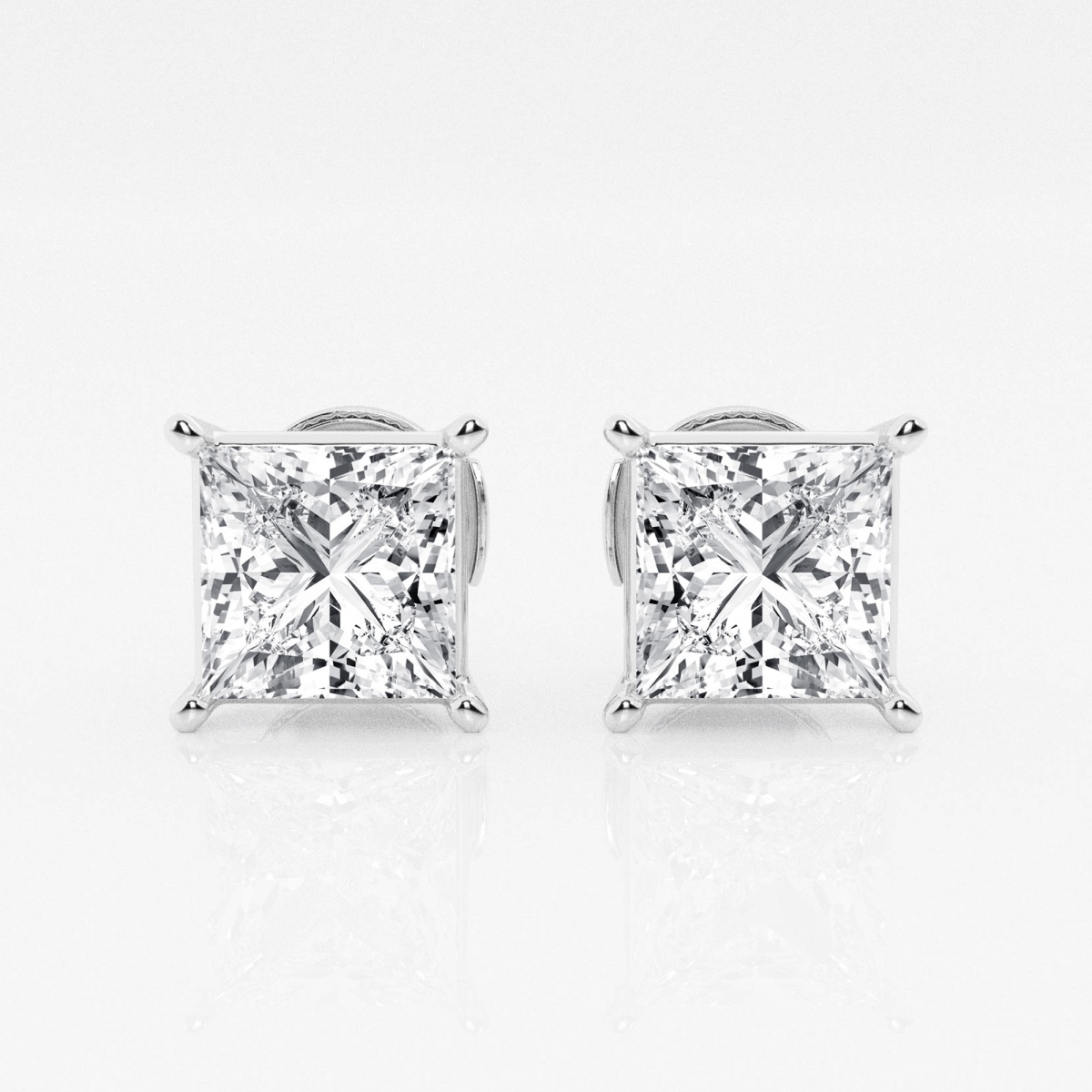 Additional Image 2 for  4 ctw Princess Lab Grown Diamond Solitaire Certified Stud Earrings