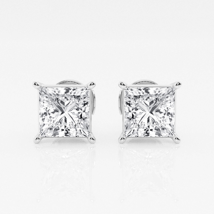 Additional Image 2 for  4 ctw Princess Lab Grown Diamond Solitaire Certified Stud Earrings