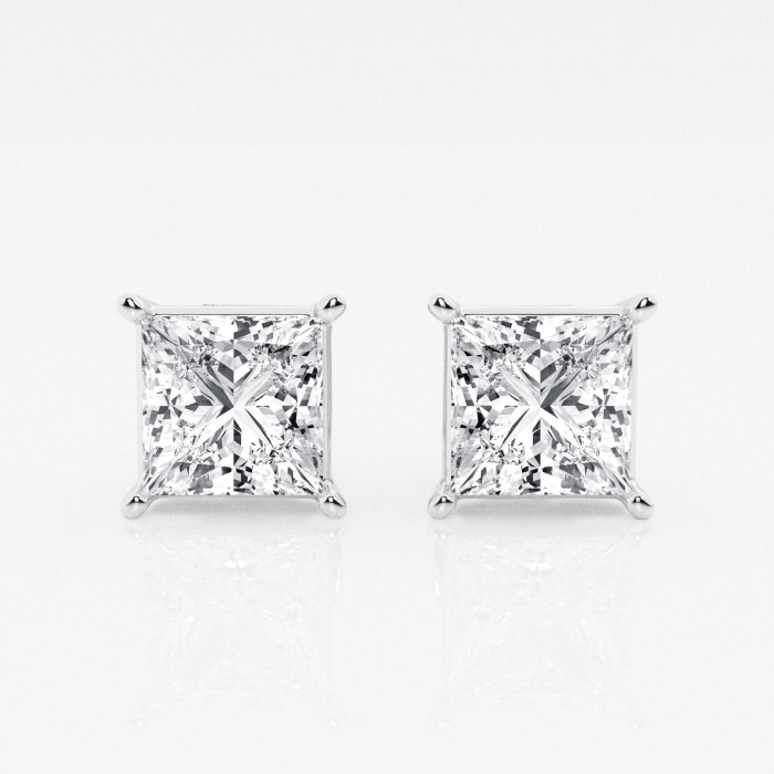 4 ctw Princess Lab Grown Diamond Solitaire Certified Stud Earrings