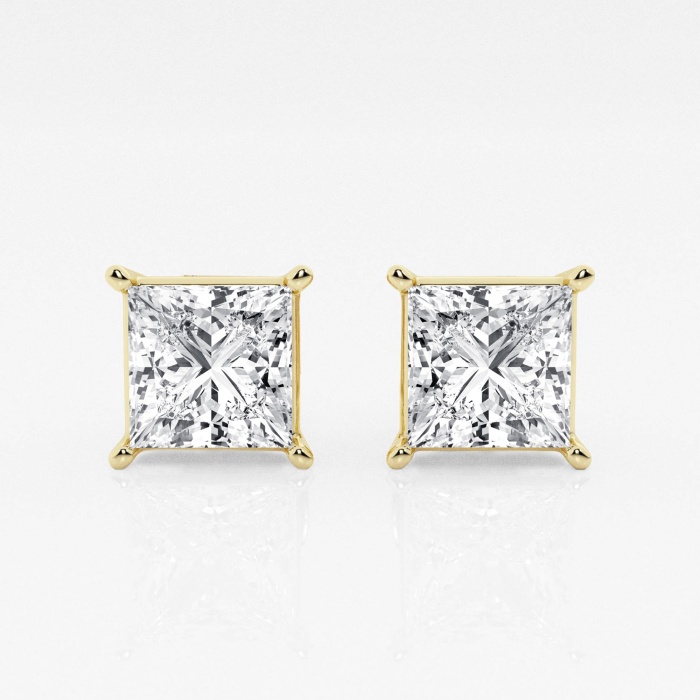 4 ctw Princess Lab Grown Diamond Solitaire Certified Stud Earrings