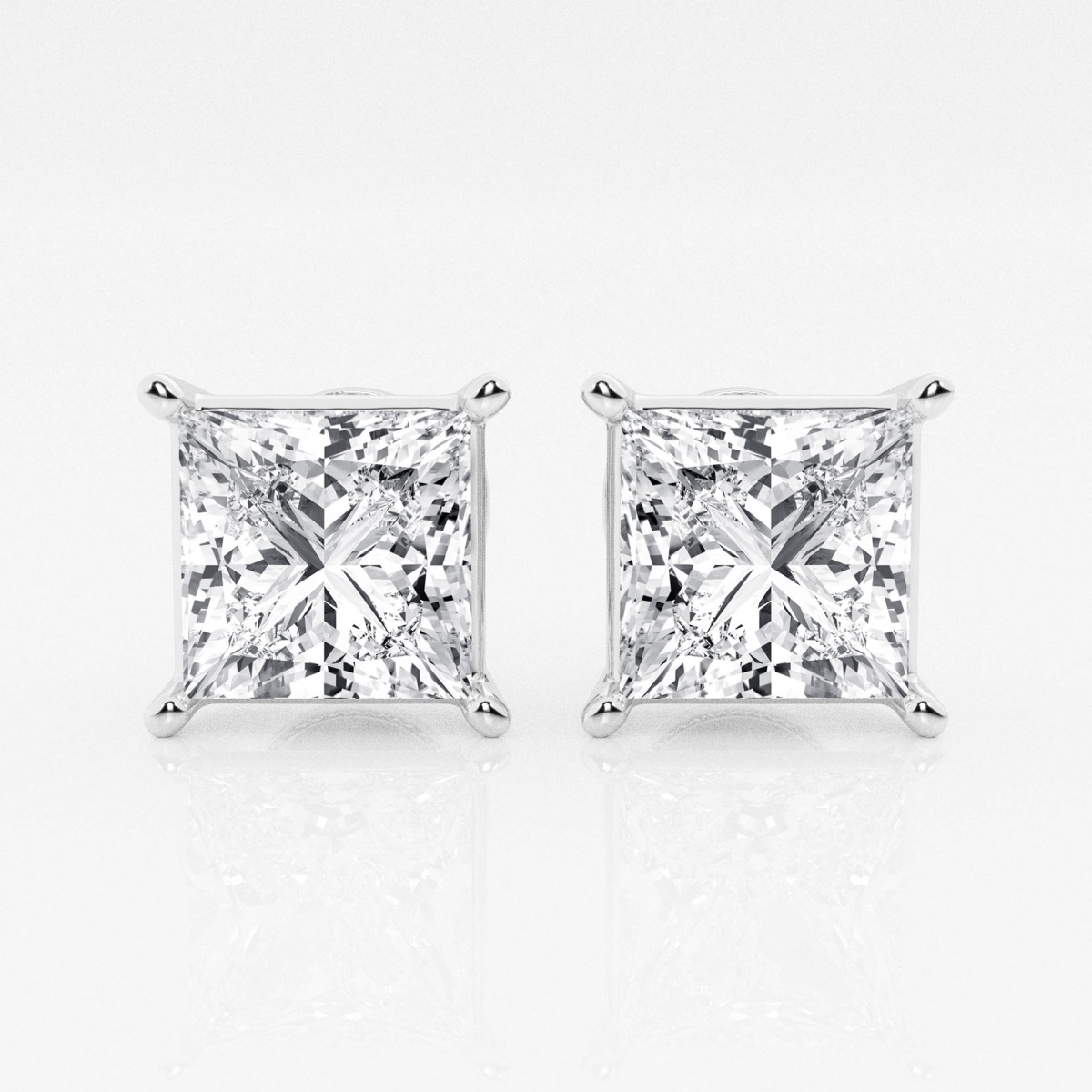 Additional Image 2 for  6 ctw Princess Lab Grown Diamond Solitaire Certified Stud Earrings