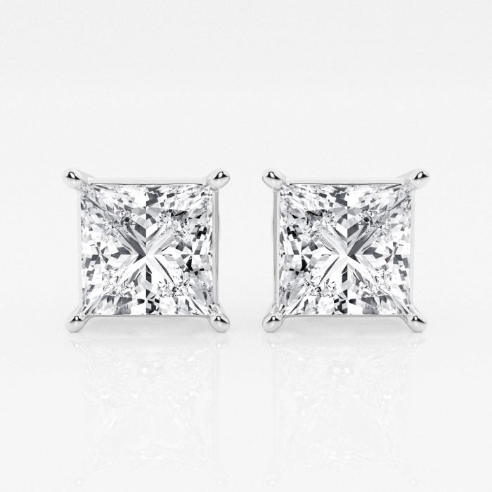 6 ctw Princess Lab Grown Diamond Solitaire Certified Stud Earrings