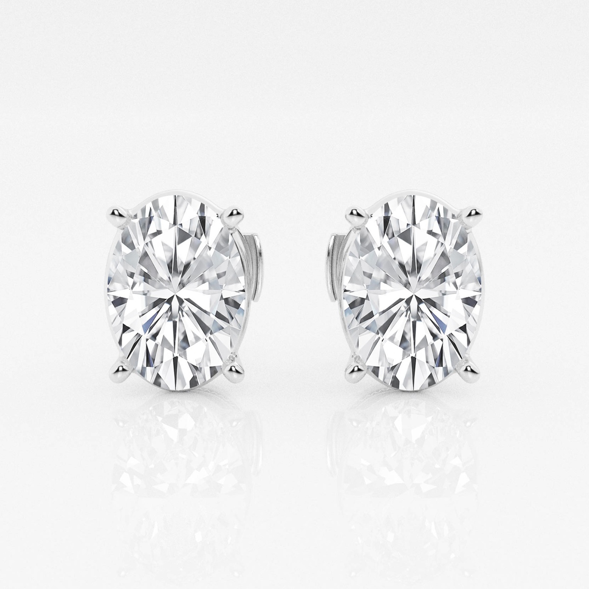 Additional Image 2 for  4 ctw Oval Lab Grown Diamond Solitaire Certified Stud Earrings