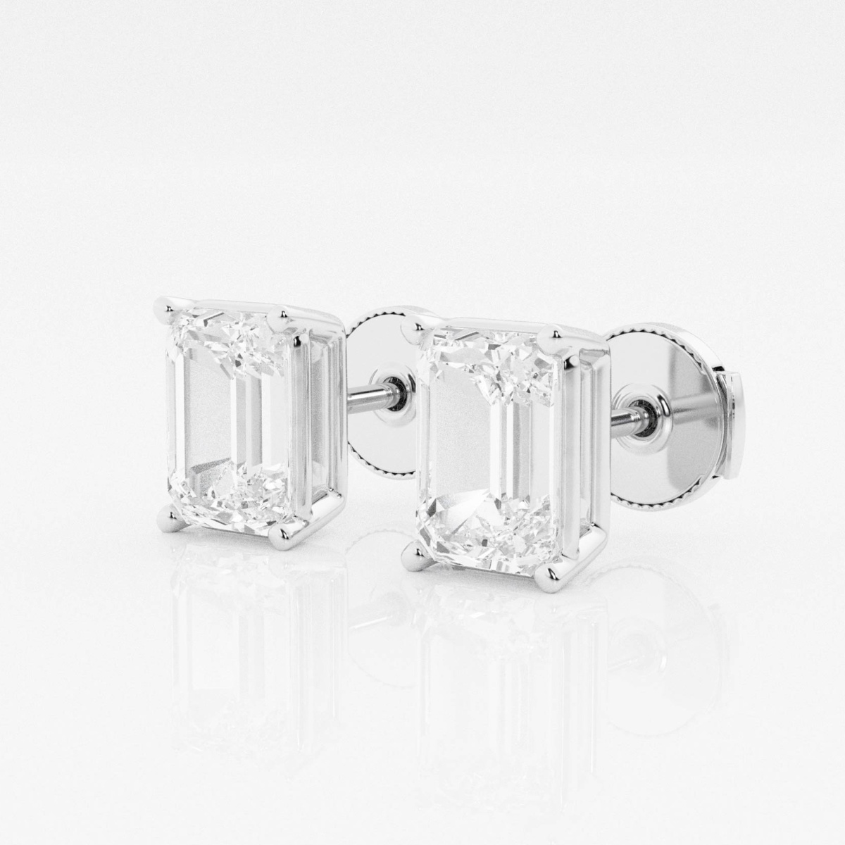 Additional Image 1 for  4 ctw Emerald Lab Grown Diamond Solitaire Certified Stud Earrings