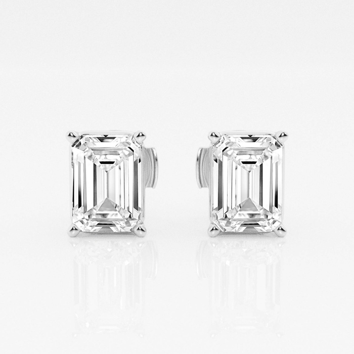 Additional Image 2 for  4 ctw Emerald Lab Grown Diamond Solitaire Certified Stud Earrings
