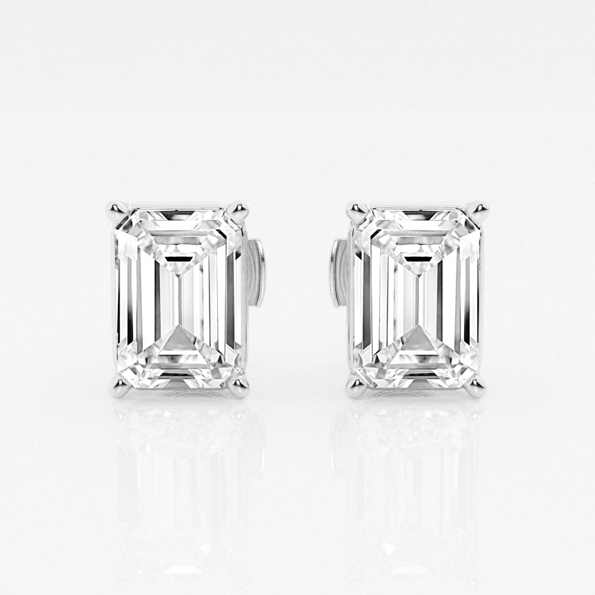 Additional Image 2 for  5 ctw Emerald Lab Grown Diamond Solitaire Certified Stud Earrings
