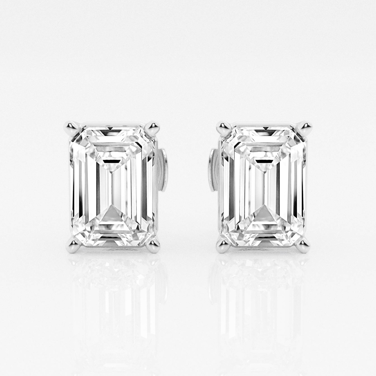Additional Image 2 for  6 ctw Emerald Lab Grown Diamond Solitaire Certified Stud Earrings
