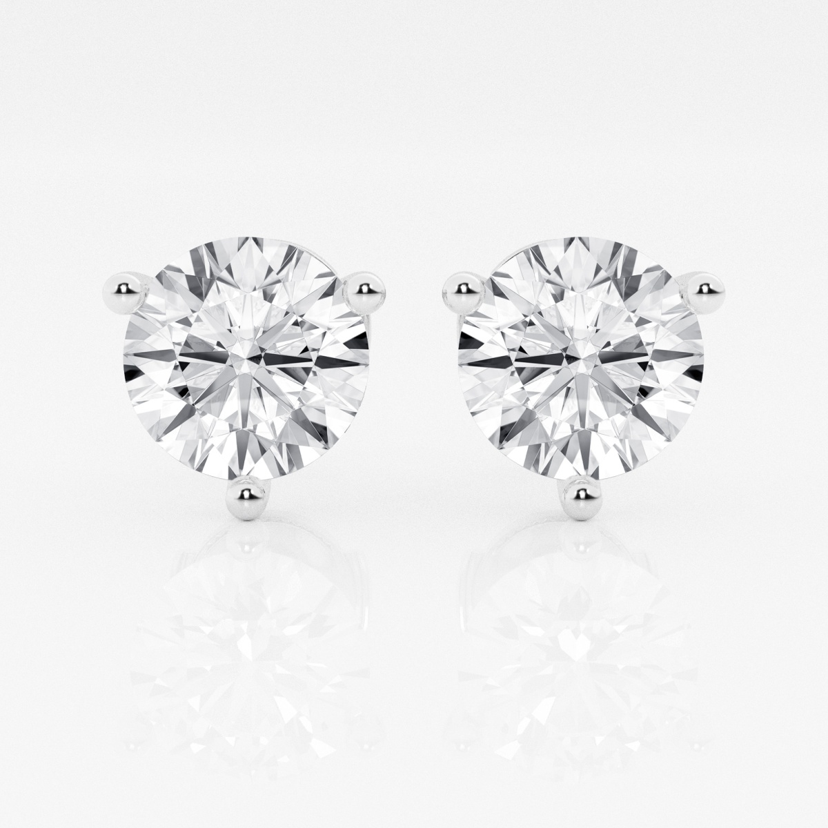 Additional Image 2 for  5 ctw Round Near-Colorless Lab Grown Diamond Three Prong Martini Stud Earrings