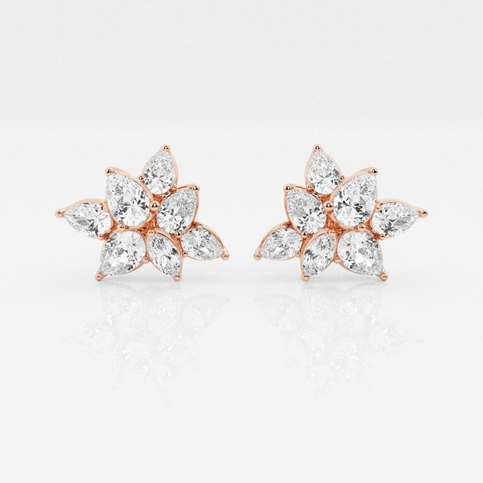 Badgley Mischka 2 1/2 ctw Pear & Marquise Lab Grown Diamond Cluster Fashion Stud Earring