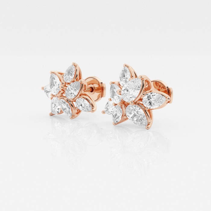 Additional Image 1 for  Badgley Mischka 2 1/2 ctw Pear & Marquise Lab Grown Diamond Cluster Fashion Stud Earring