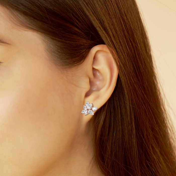 Additional Image 2 for  Badgley Mischka 2 1/2 ctw Pear & Marquise Lab Grown Diamond Cluster Fashion Stud Earring