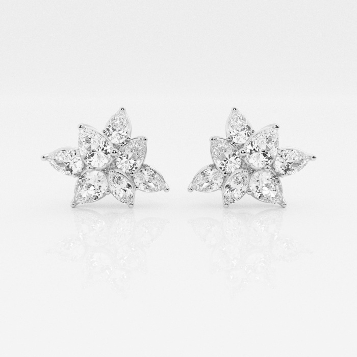 Badgley Mischka 2 1/2 ctw Pear & Marquise Lab Grown Diamond Cluster Fashion Stud Örhänge