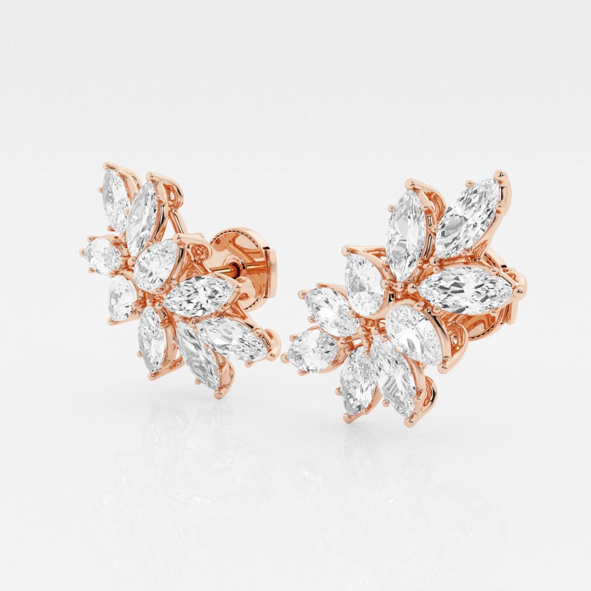 Additional Image 1 for  Badgley Mischka 4 ctw Pear & Marquise Lab Grown Diamond Cluster Fashion Earrings