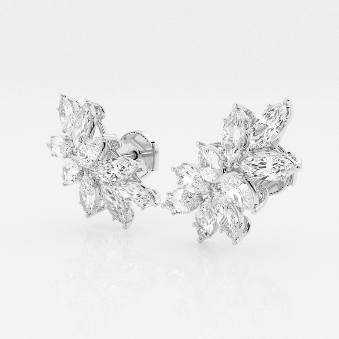 Additional Image 1 for  Badgley Mischka 4 ctw Pear & Marquise Lab Grown Diamond Cluster Fashion Earrings