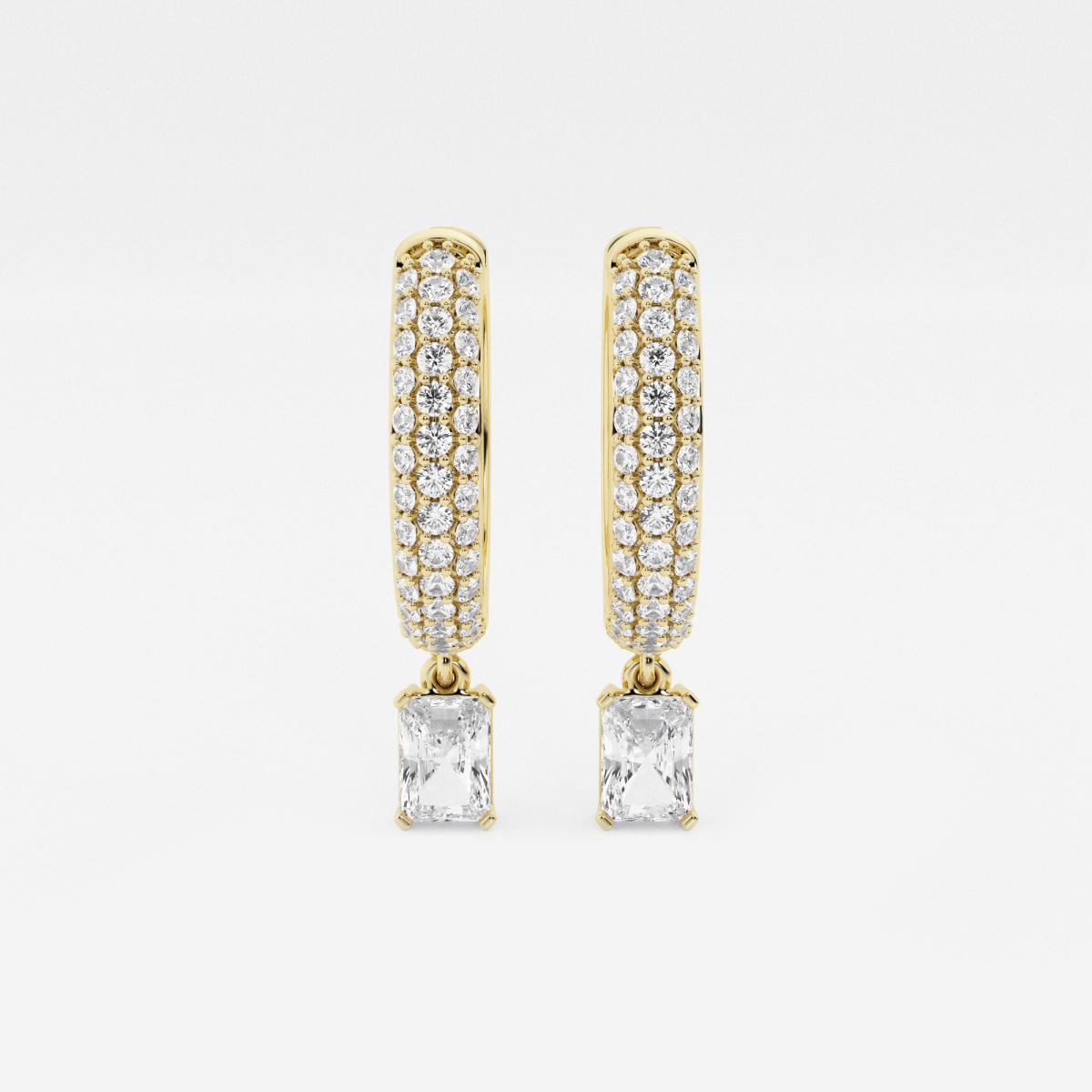 näas Bombë 7/8 ctw Radiant Lab Grown Diamond Huggie Hoop Earrings