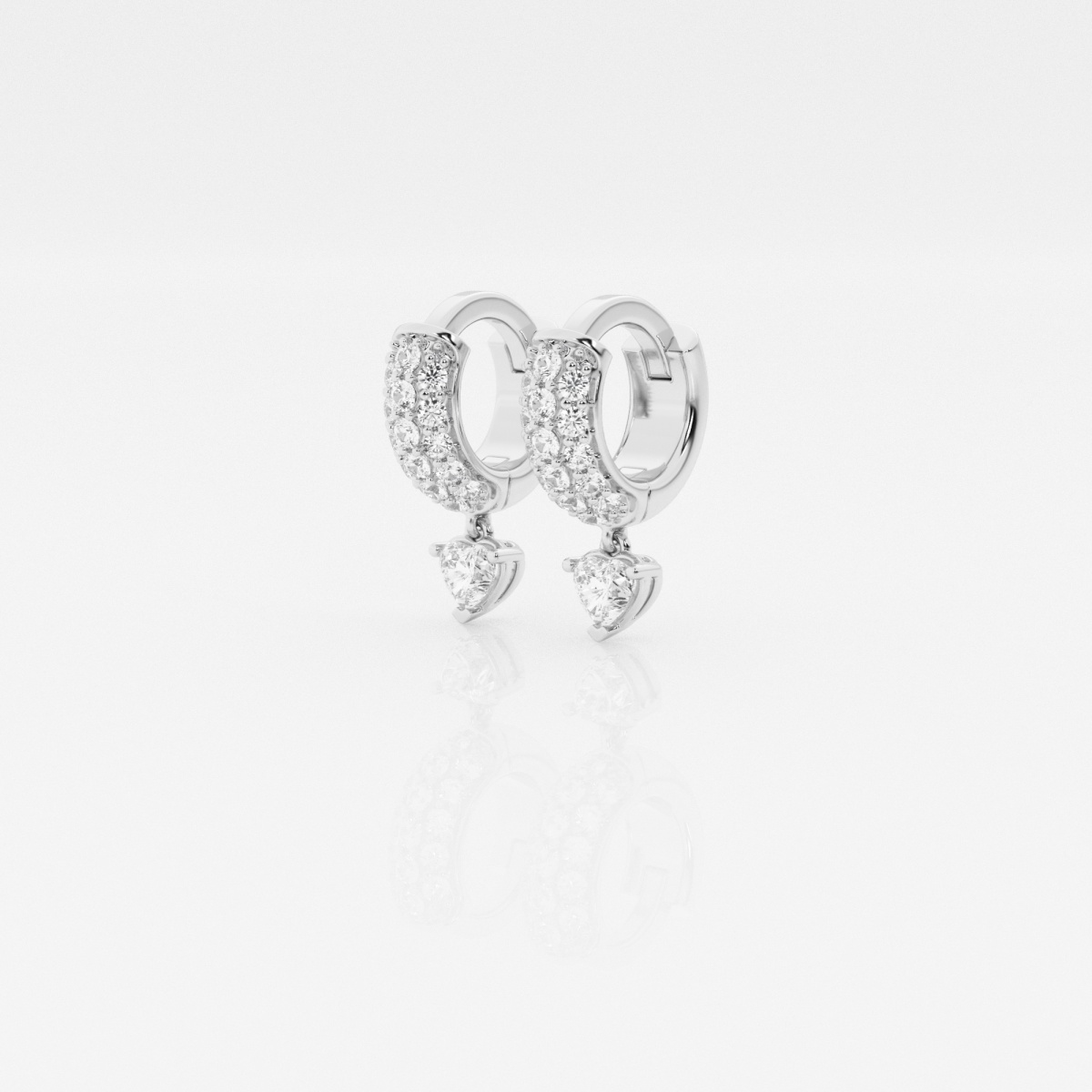 näas Bombë 1/3 ctw Heart Lab Grown Diamond Third Piercing Huggie Hoop  Earrings 14K White Gold, FG, VS2+