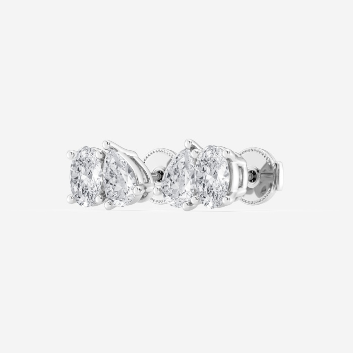1 1/2 ctw Oval and Pear Lab Grown Diamond Two Stone Stud
