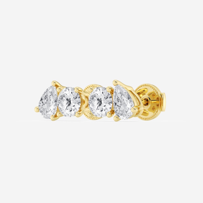 1 7/8 ctw Pear and Round Lab Grown Diamond Two Stone Stud