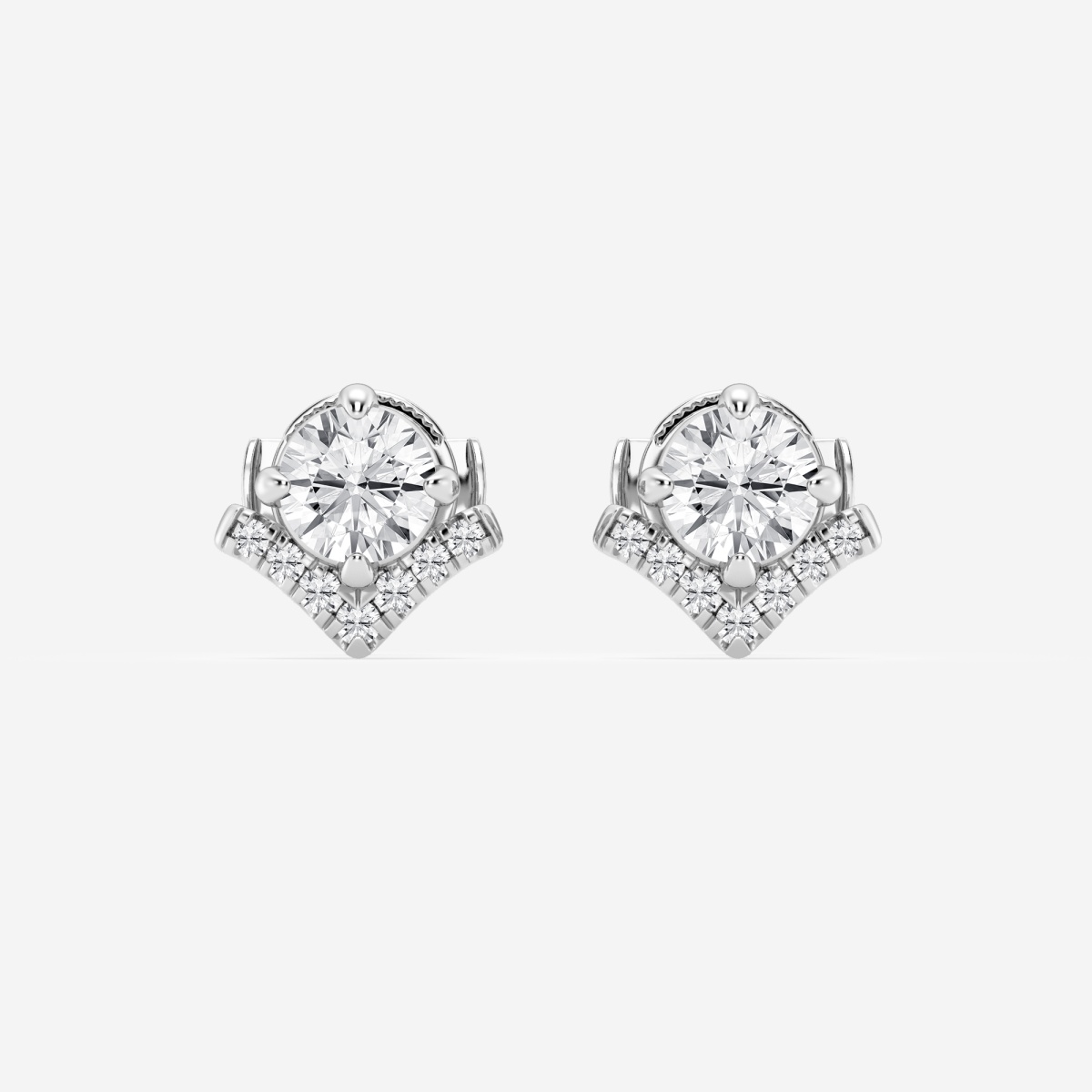 Additional Image 2 for  1 1/10 ctw Round Lab Grown Diamond Chevron Stud Earrings