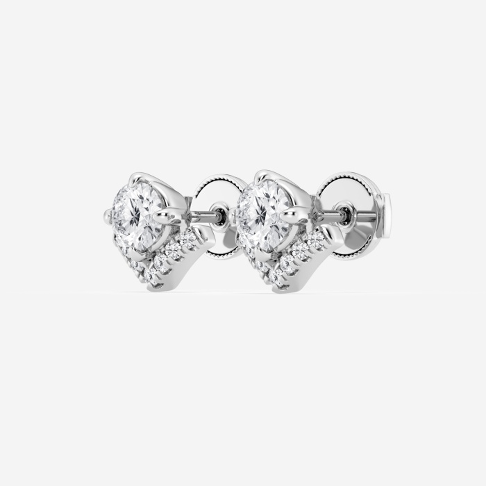 Additional Image 1 for  1 1/10 ctw Round Lab Grown Diamond Chevron Stud Earrings