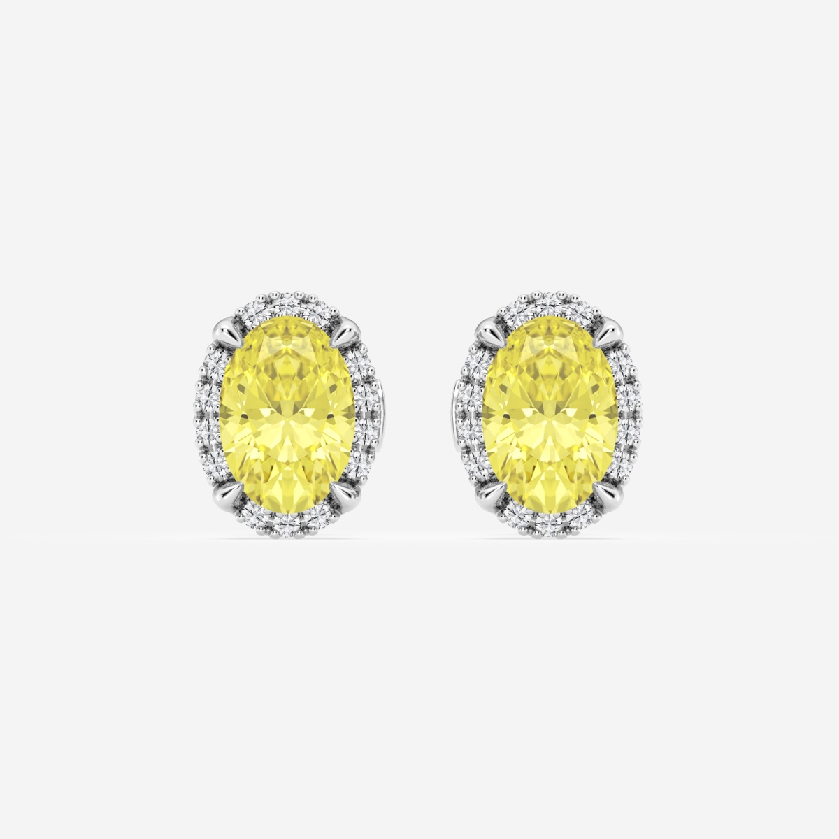 Additional Image 2 for  2 1/3 ctw Oval Lab Grown Diamond Fancy Yellow Shadow Halo Stud Earrings