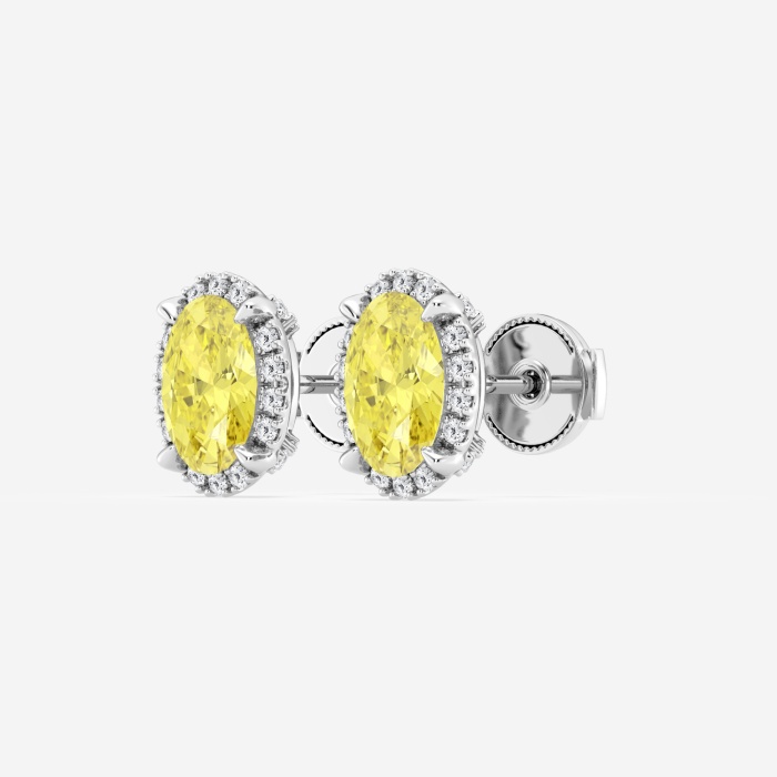 Additional Image 1 for  2 1/3 ctw Oval Lab Grown Diamond Fancy Yellow Shadow Halo Stud Earrings