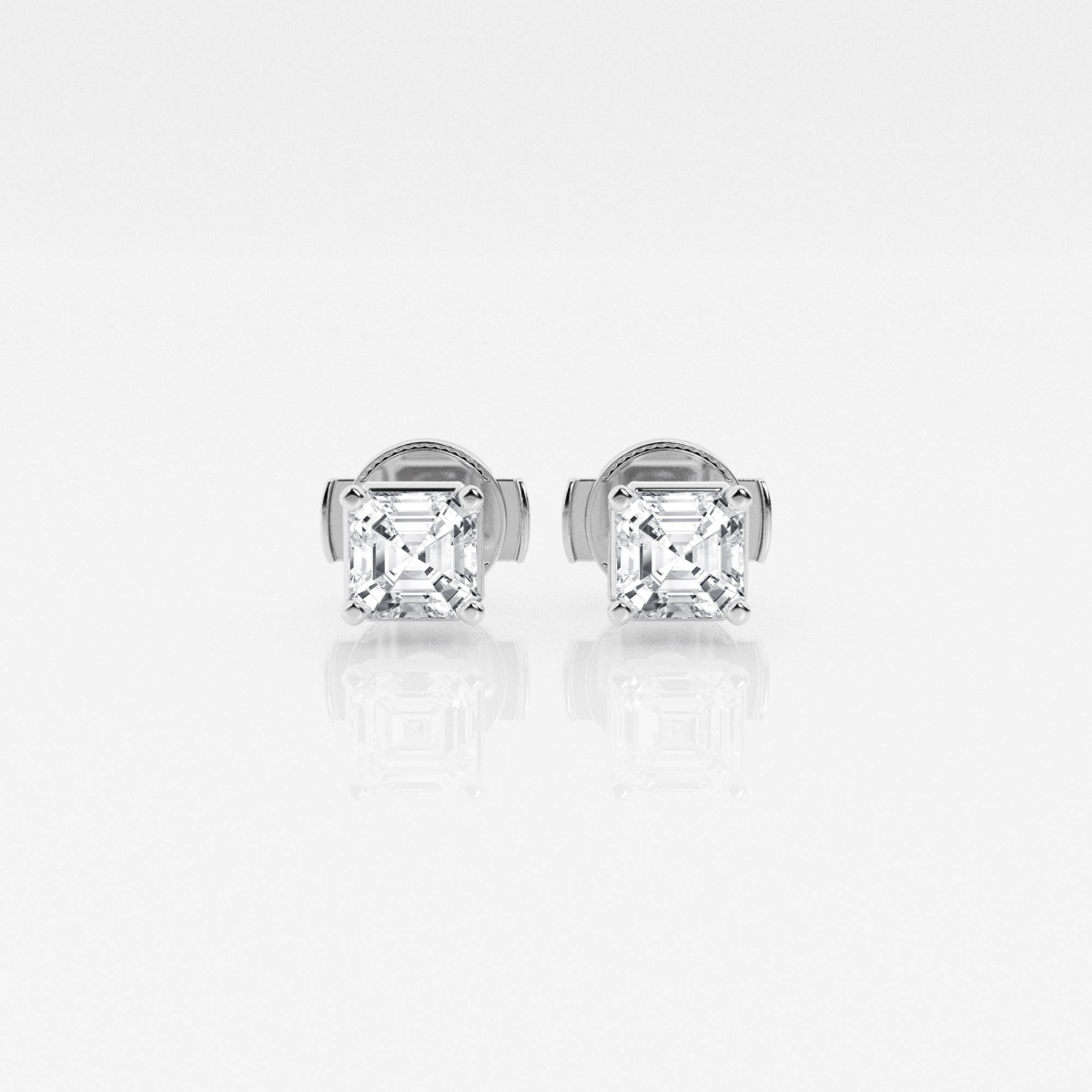Additional Image 3 for  1 ctw Asscher Lab Grown Diamond Solitaire Stud Earrings