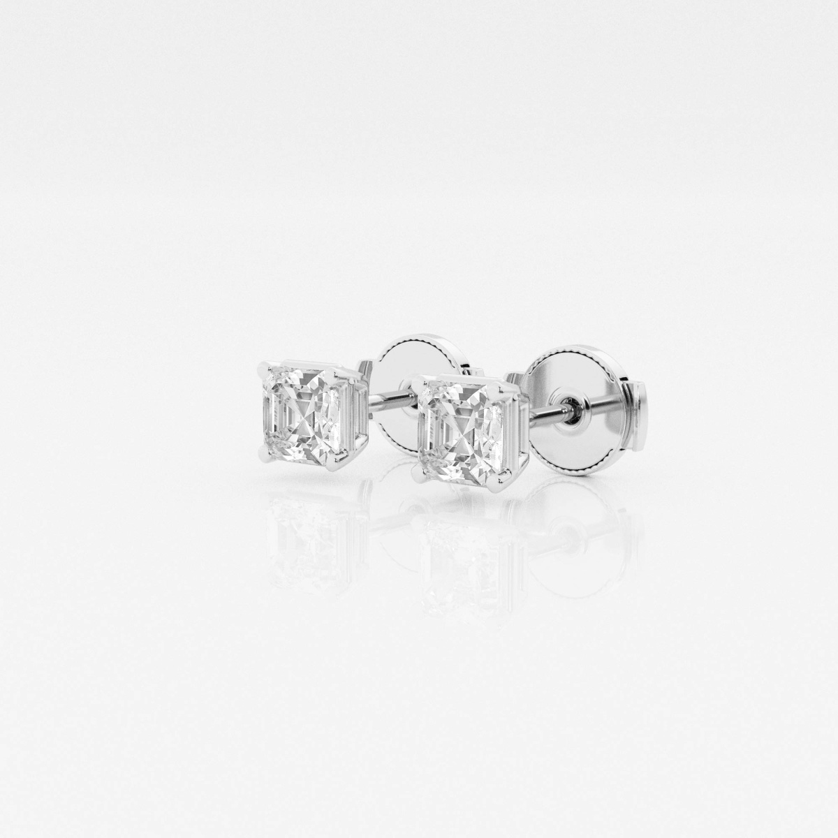 Additional Image 1 for  1 ctw Asscher Lab Grown Diamond Solitaire Stud Earrings